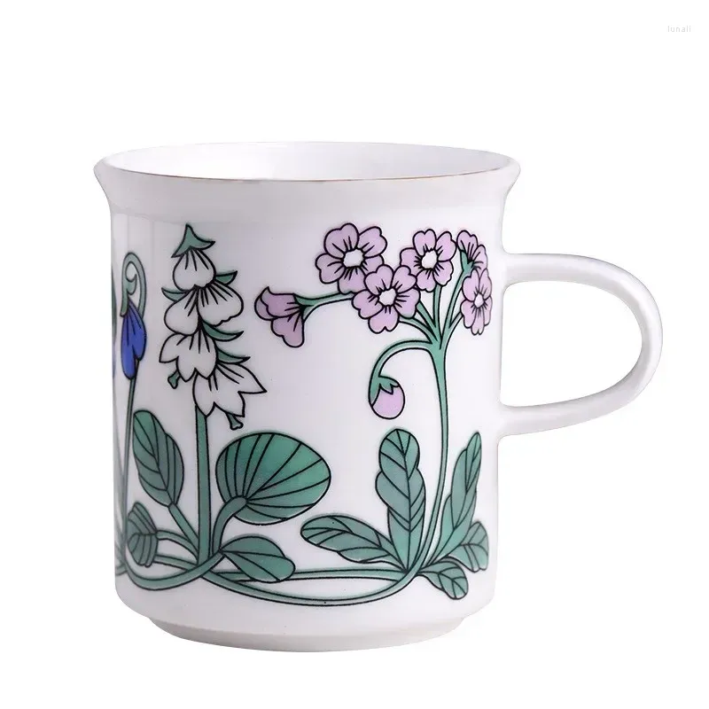 Tazze piattini francese tazza di caffè vintage set di fiori di fiori d'acqua di tè pomeridiano gioielli creativi