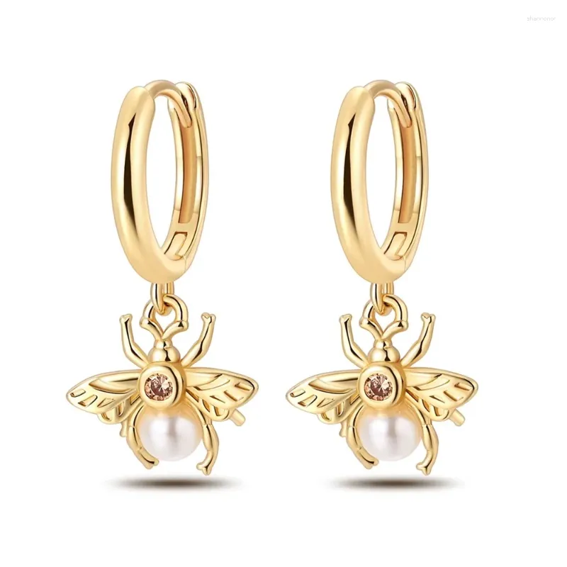 Orecchini per borchie Fresh S925 Sterling Silver Gold Bee Ciondo