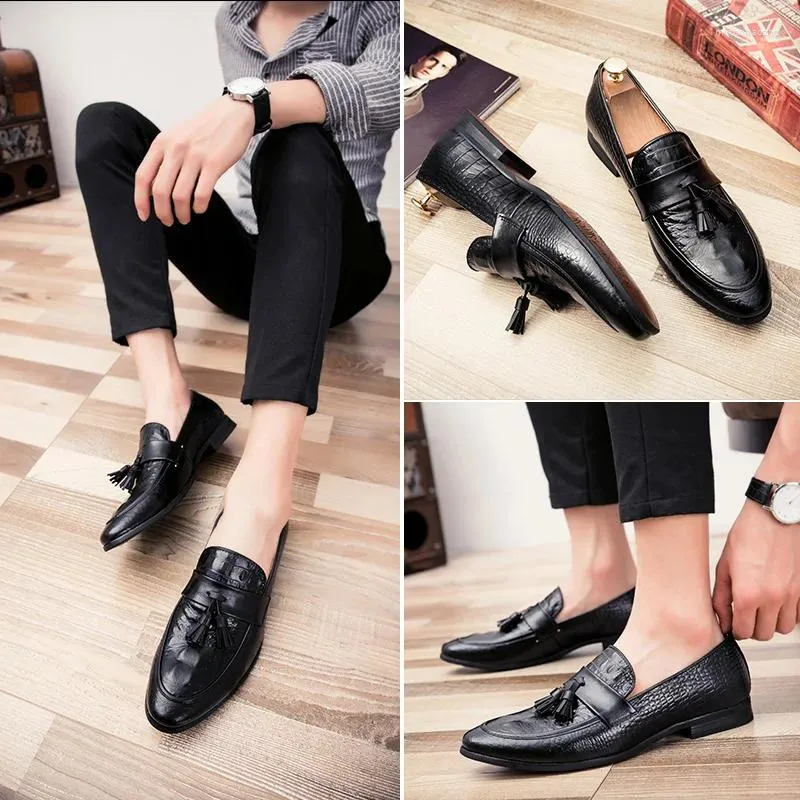 Casual Shoes Men Loafers Genuine Leather Outdoor Fashion Driving Italian Tassel Moccasins Slip On Flats Adult