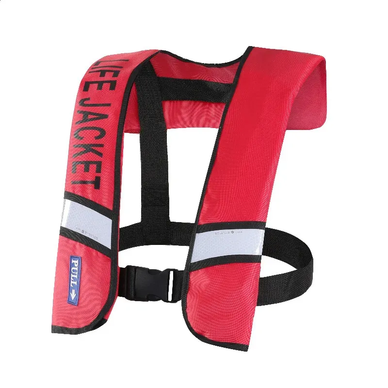 Automatic inflatable life jacket with reflective tape Portable marine professional Large buoyancy adult fishing vest 240403