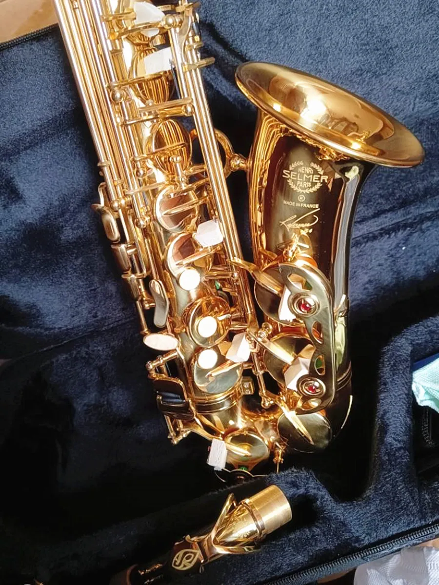 Clássico SAS-R5454 E-flat Alto saxofone lacado Brass de ouro esculpida em um instrumento de jazz de fabricação francesa de fabricação francesa com estojo com estojo