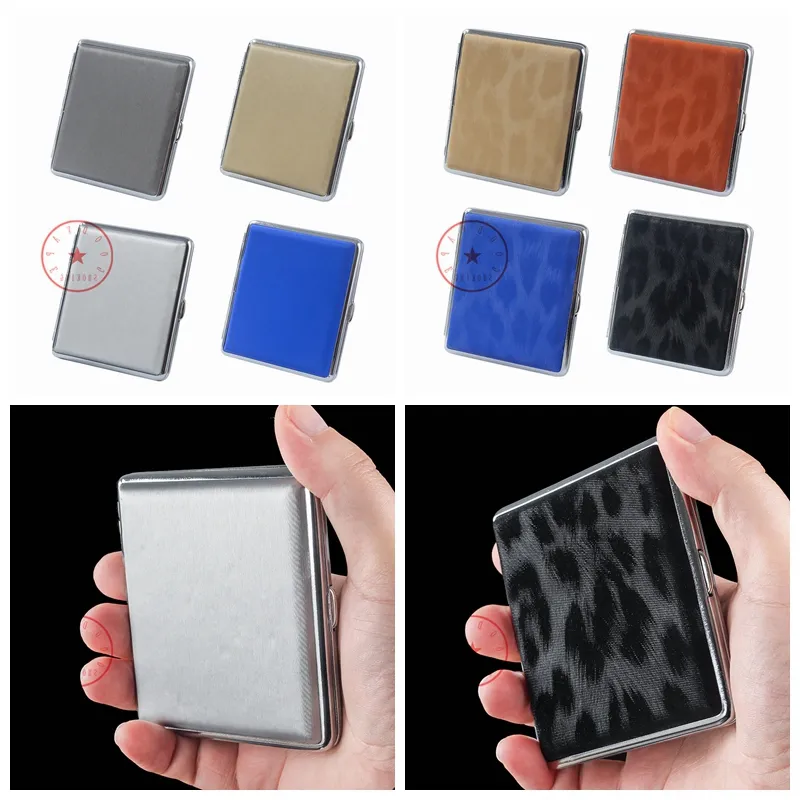 New Style COOL Colorful Metal Leather Smoking Cigarette Storage Box Portable Elastic Band Clip Container Dry Herb Tobacco Housing Holder Stash Case