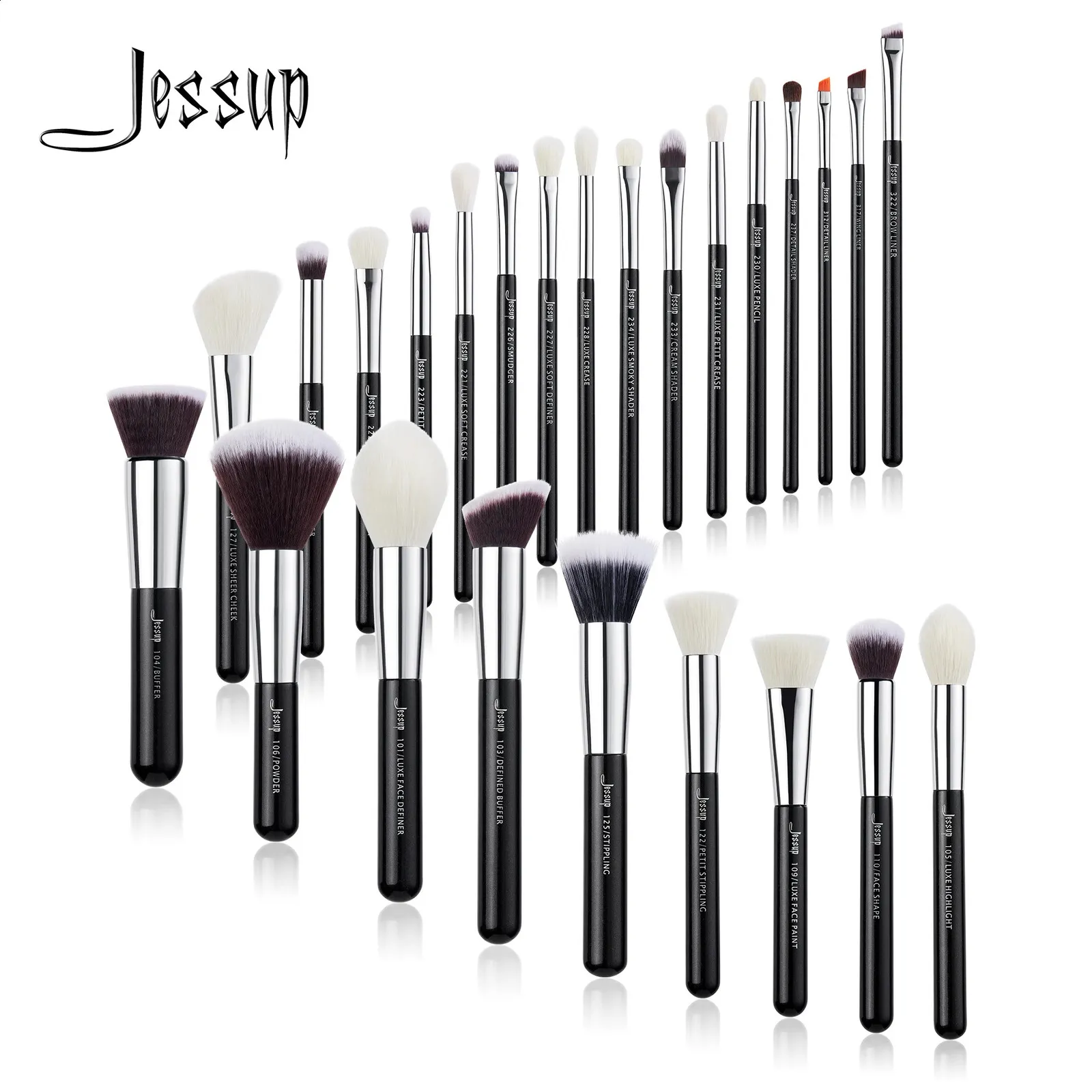 Jessup Make -up Pinsel Set Foundation Pulver Professional Make -up Pinsel Kontur Blender Lidschatten Erröten 25 pcs Ziege Synthetische T175 240323