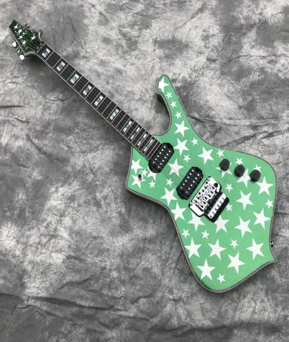 Weißer Zombie Jay Yuenger ICJ100WZ Iceman Galactic Gitarre Metallic Purple Green Silver Star Top Floyd Rose Tremolo Brid3214038