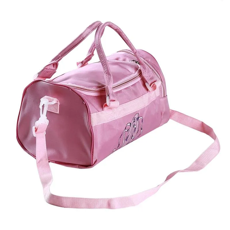 Kids Ballet Dance Bag For Girls - Pink-Red Shoes Pattern Duffel For Class, Recitals & Weekend Trips | Carry-On Size