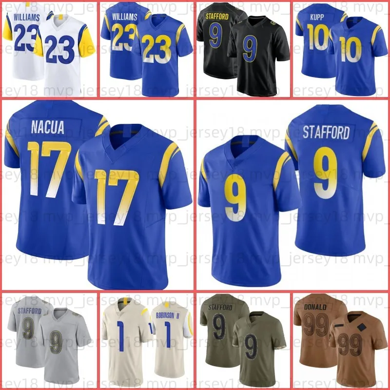 17 Puka Nacua 99 Aaron Donald Matthew Stafford Football Jersey Cooper Kupp Stetson Bennett Van Jefferson Tyler Higbee Tutu Atwell Kyren Williams