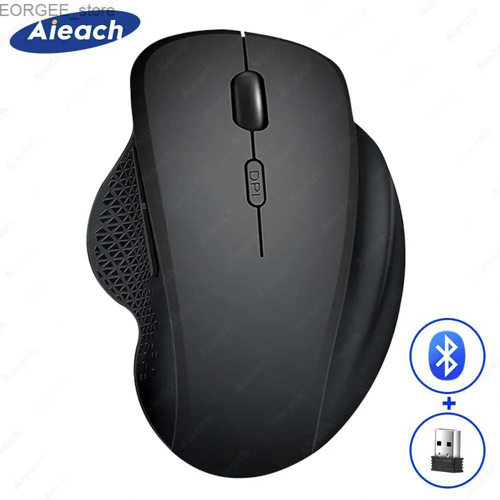 Mice Ergonomic wireless Bluetooth mouse 2 device connection (Bluetooth or USB) suitable for PC laptop iPad Mac mouse Y240407