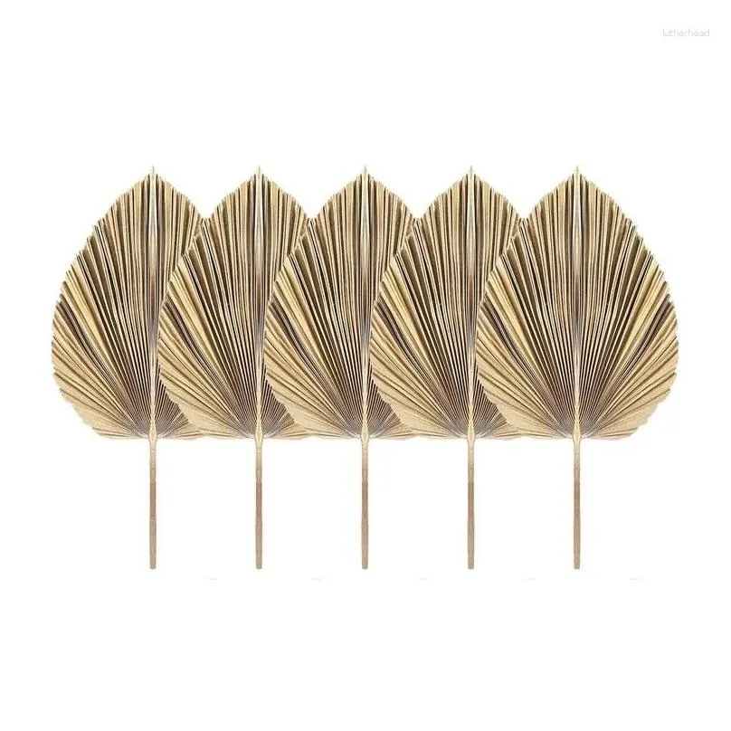 Decorative Objects & Figurines 5Pcs Natural Dried Palm Leaves Tropical Fans Boho Dry Decor For Home Kitchen Wedding Drop Delivery Gard Dhshb