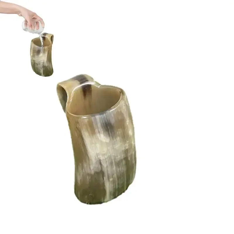 Viking bebendo chifre de chifre de caneca vintage com alça de uísque rústico de água para 240407