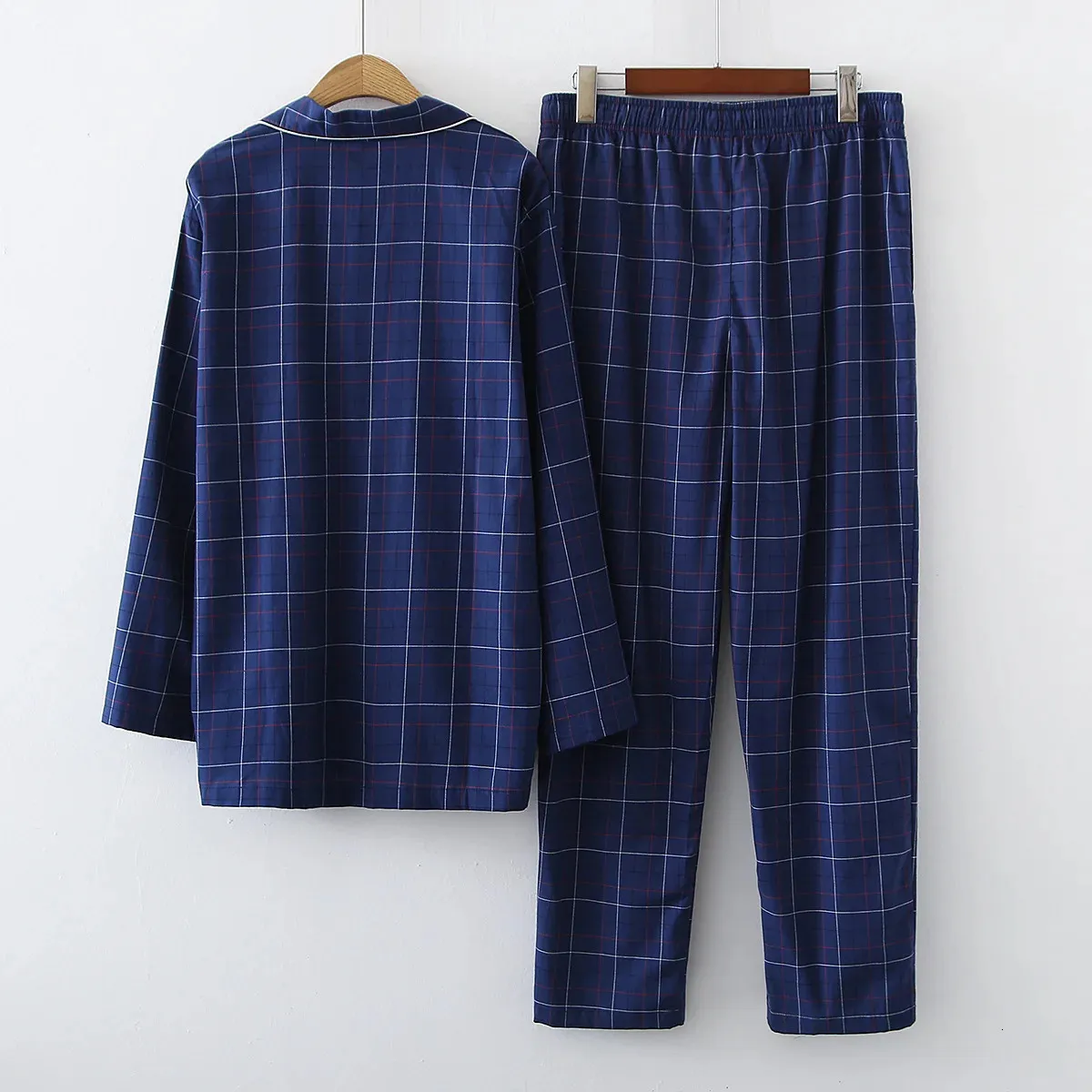 Pulcykp Men Winter Cotton Pajamas Sleepwear Warm Pajama Set