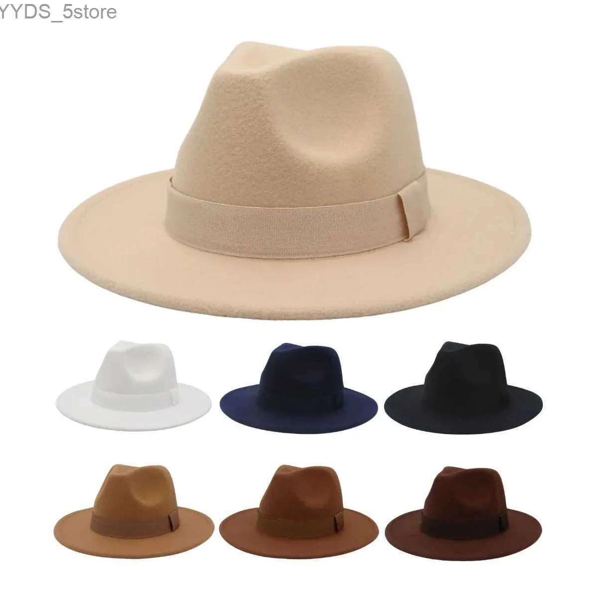 Largura chapé de chapé o chapéu clássico fita felt chapéu britânico fábrica fedora trilby retro mass vestido de inverno jazz yq240407