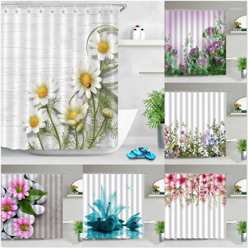 Shower Curtains Flower Butterfly Pattern Curtain Waterproof Bathroom And Rug Sets Elephant Decor 3d Showercurtain