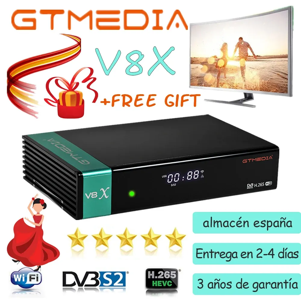Box Originele GtMedia V8X DVBS2X Satelliet Ontvangen Hetzelfde Als GTMedia V8 Nova/V8 Honor IngeBouwde WiFi 1080p GTMedia V9 V9 V9