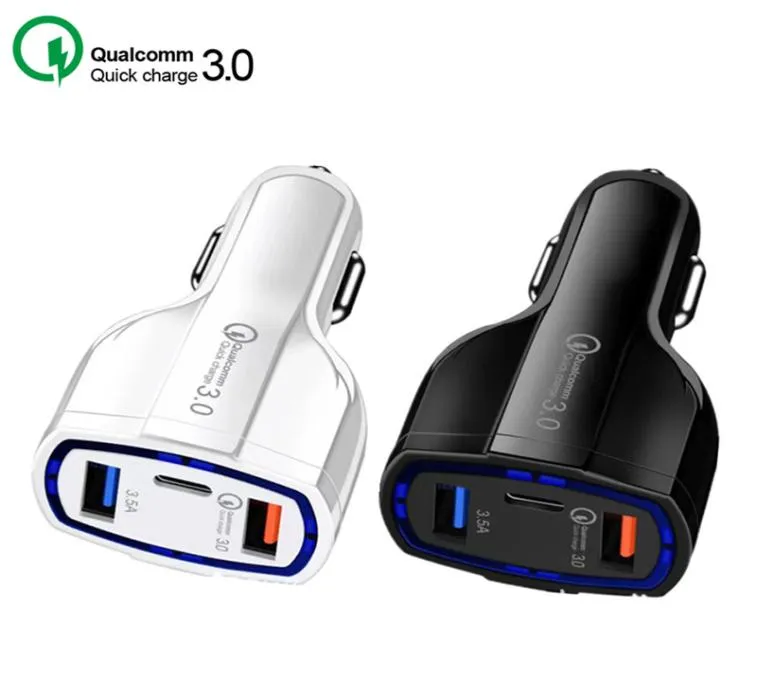 3Port Car Charger 35A USB QC30 TypeC Fast Charging for iPhone 12 11 Xiaomi Samsung HUAWEI Mini Quick Chargers Vehicle Adapter4801395