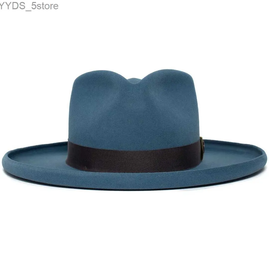 Szerokie brzegowe czapki wełna wełna fedora kapelusz unisex dla dorosłych moda trylby