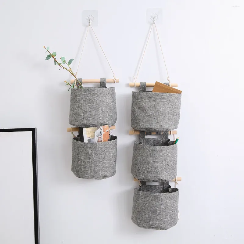 Sacs de rangement 3pc amovible suspendu Polyester Porte mur mur de suspension à la maison