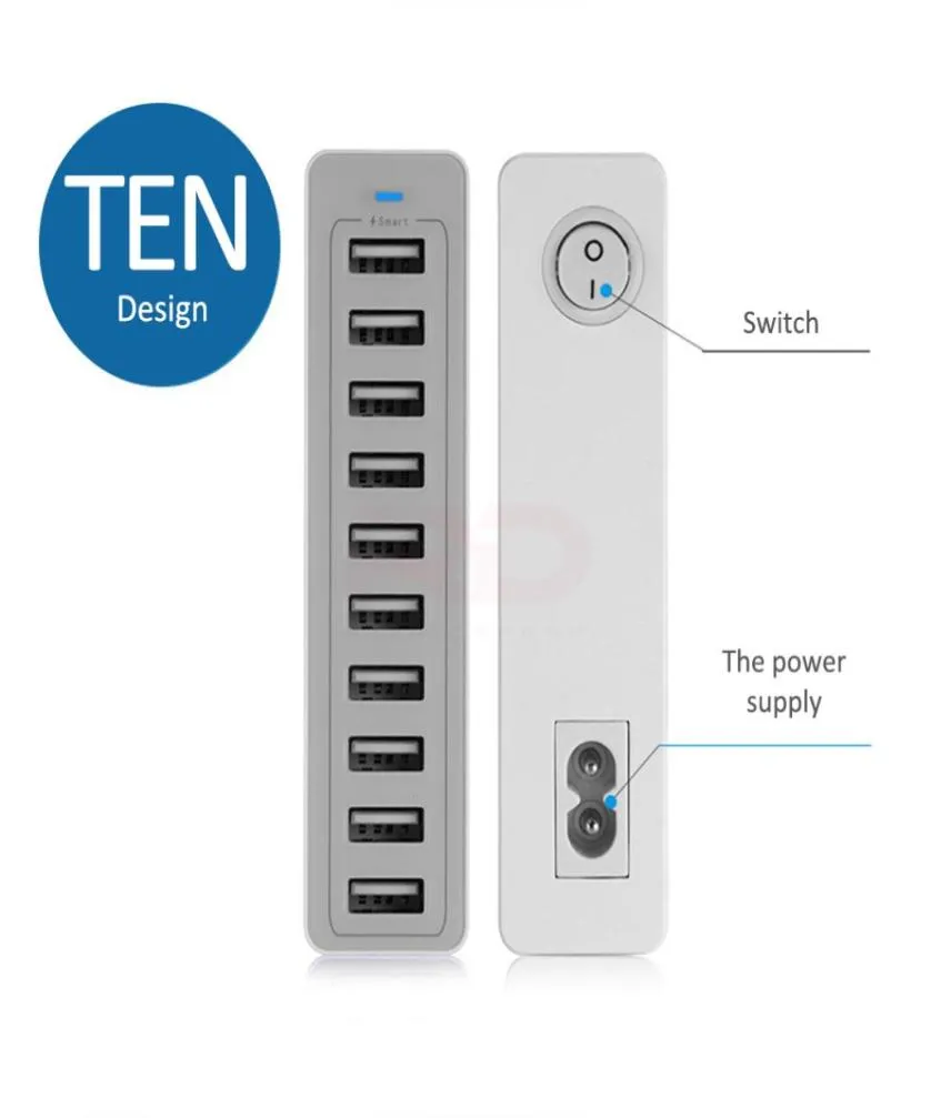Multi 510 Port USB Chargers Station Quick Charging Fast Phone Charger Adapter US EU UK Plug For Iphone Samsung Xiaomi3929336