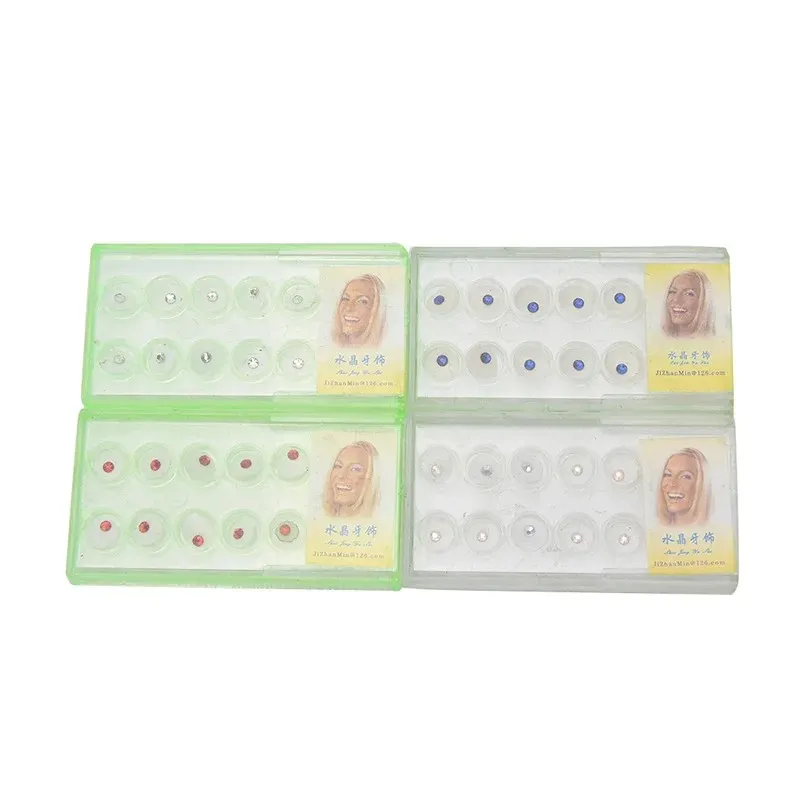 10 -stcs Acryl Diamant Dental Materiaal Tanden Blitsende studs Tooth Gems Sieradenkit met lijm tandkristal tanddecoratie