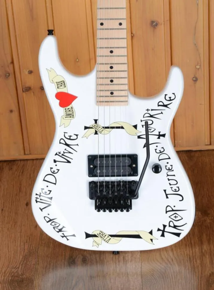 Rare Charv Warren Demartinni Frenchie San Dimas White St Electric Guitar Black Floyd Rose Tremolo Tremolo Conier Humbucker Single COIL5942441