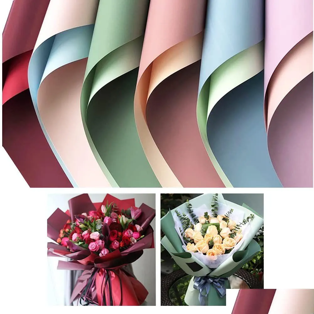 Gift Wrap 20 Sheets Flower Paper Waterproof Florist Bouquet Supplies Packaging Papers For Diy Craft 58X58Cm Drop Delivery Home Garde Dhh1T