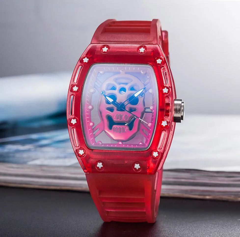 Sprzedawaj męską czaszkę zegarek szkielet puste duchy zegarki wojskowe kwarcowe sportowe zegarek prezenty silikonowe zegar relojes meje1311101