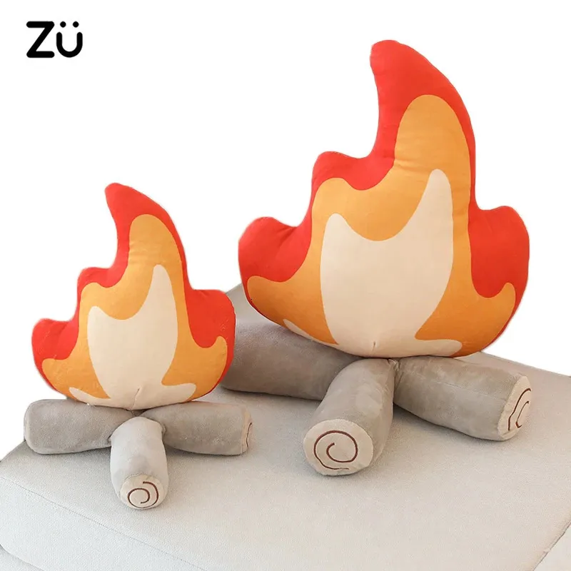 Zu 3045cmクリエイティブプラッシュピローbonき火詰めおもちゃ面白い家の装飾キャンプファイヤークッションエミュレーションファイアソフト人形240325