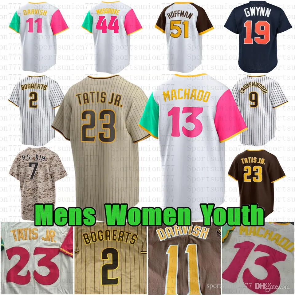 Custom 13 Manny Machado Fernando Tatis Jr. Baseball Jersey Yu Darvish Jake Cronenworth Xander Bogaerts Joe Musgrove Ha-Seong Kim Jackson Merrill Hoffman Dylan Cease