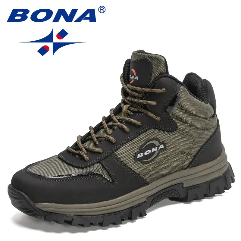 Boots Bona 2022 Nouveaux designers Winter Action en cuir en cuir Snow High Top Boots Men de la cheville