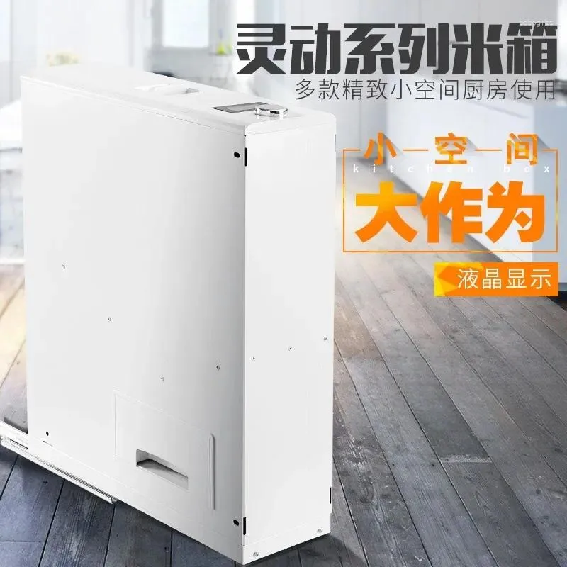 Kök förvaringsskåpslådan inbäddad risbox insektsbevis fuktsäker smart 10 kg hink pull korg