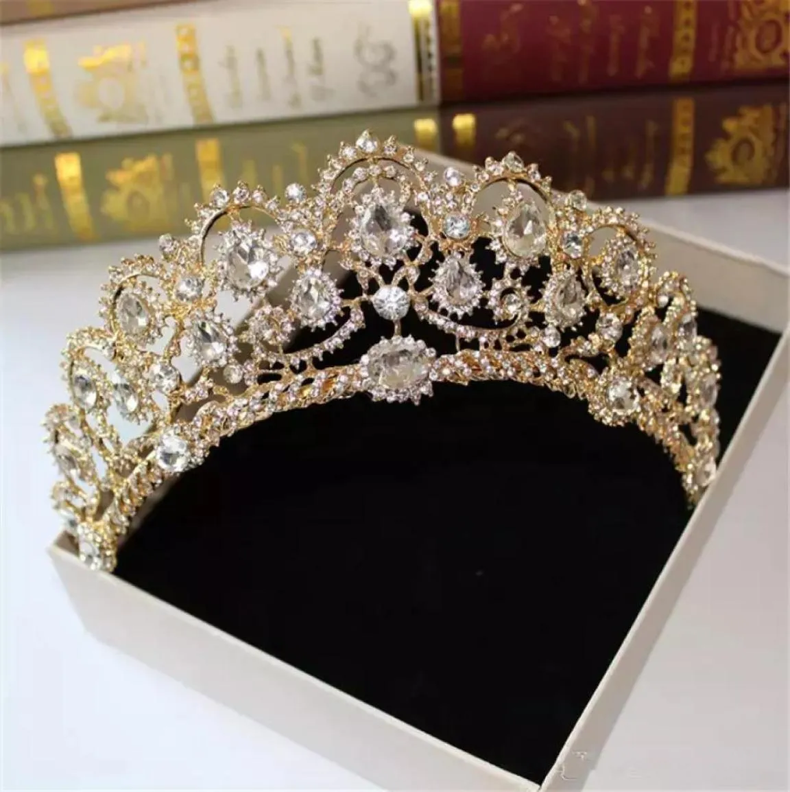 Amazing Gold Wedding Bridal Crown Queen Crystals Royal Crystal Wedding Crowns Stone Headband Hair Sliver Masquerade Birthday Party5914668