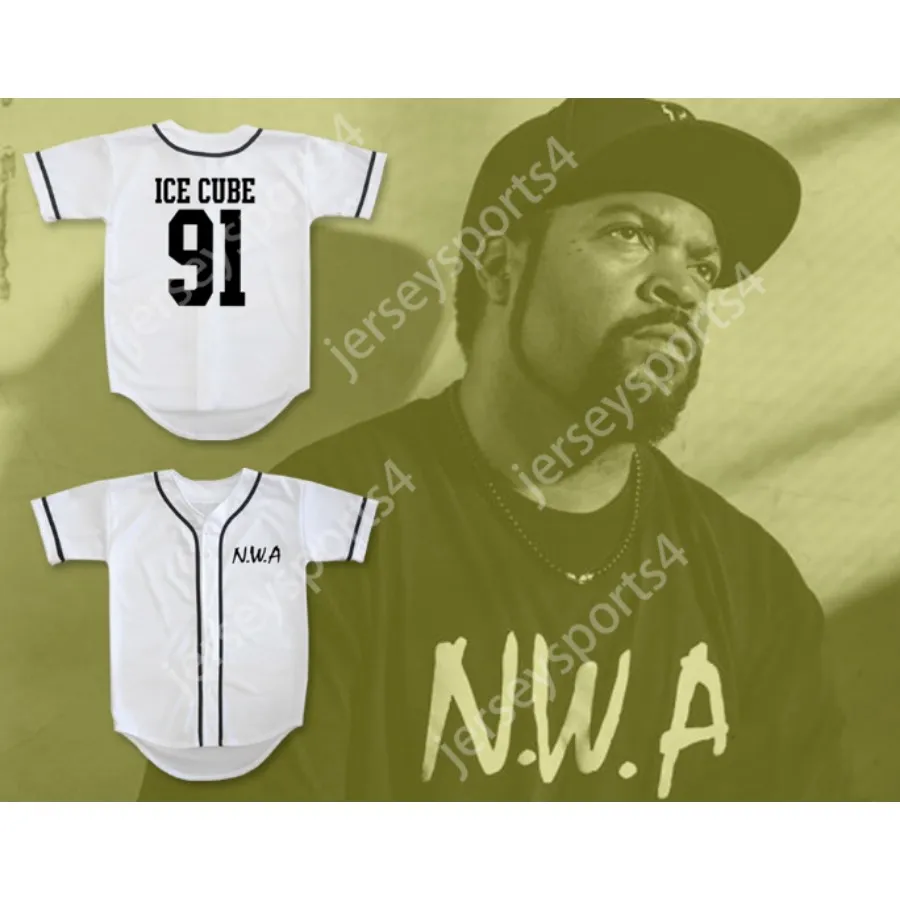 DHgate.com:Ice Cube 91 White Baseball Jersey Stitched Baseball 