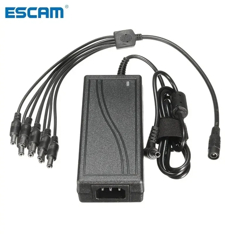 الملحقات Escam DC 12V 5A شاشة محول الطاقة مزود الطاقة + 8 طريقة الكبل فاصل الطاقة للكاميرا/الراديو كاميرا CCTV