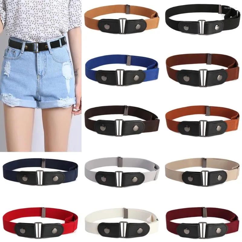 Belts Women Men Waist Chain Adjustable Elastic Buckle Free Belt PU Leather