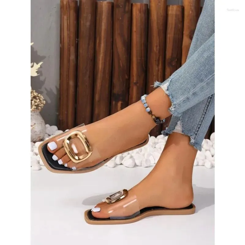 Sandals Chaussures pour femmes Sandals Fashion Outdoor Summer 2024 Place Chaussures de plage grande taille Ladies Casual Flip flip Flip Flat Woman Slides