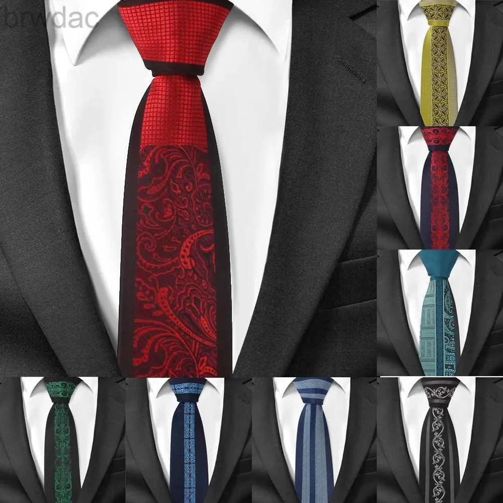 Coules de cou Fashion Skinny Neck Ties for Men Casual Costumes Tie Tie Gravatas Blue Mens Neckties For Business Wedding 6cm Largeur Slim Men Ties 240407