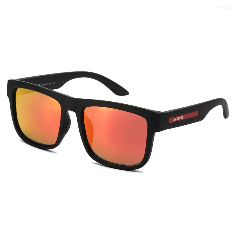 Zonnebrillen rood lensmerk kdeam mode neutrale gepolariseerde heren zakelijke fiets vissen sport briefje brillen 3D -logo -ontwerper glas