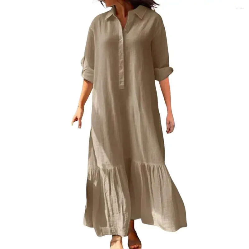knee length dresses for ladies Ellen Linen Maxi Shirt Dress – Shol's boutique