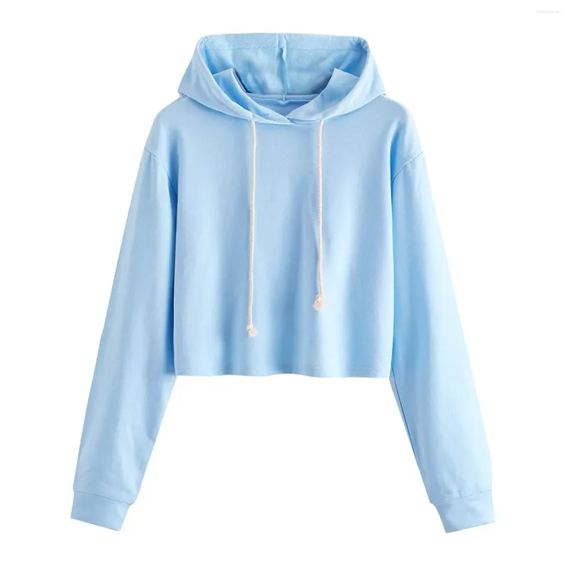 Bluza bluzy damskie 2024 Sprin Solid Color Crop Top Hoodie Hoodie Streetwear Dziewczynki na bluza z kapturem z kapturem