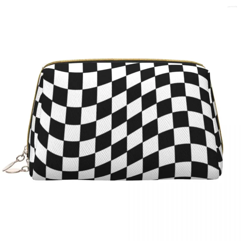 Storage Bags Custom Two Tone Ska Checkers Travel Cosmetic Bag For Women Wave Makeup Toiletry Organizer Lady Beauty Dopp Kit