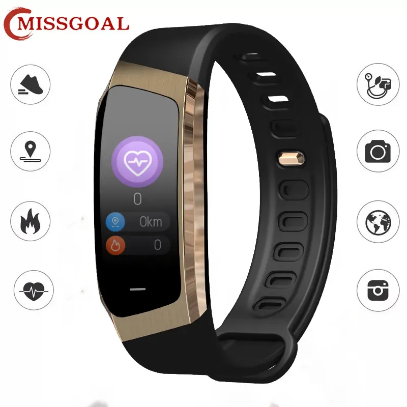 Watches Missgoal E18 Sport Smart Watch for Iphone Heart Rate Monitor Bluetooth Smartwatch Single Touch Fiess Band for Women Men