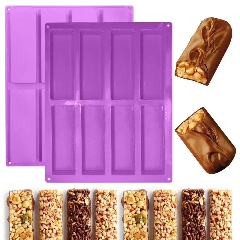 8 CAVITY CAKE MOLT Rechthoekige chocolade siliconen mal Zeep bakijs kubus Diy keukengereedschap decoratie