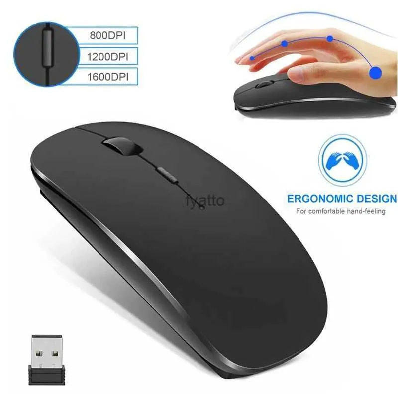 Mice Wireless mouse 2.4GHz ultra-thin portable computer with USB receiver Gamer 1600DPI suitable for laptop desktop PC accessories H240407