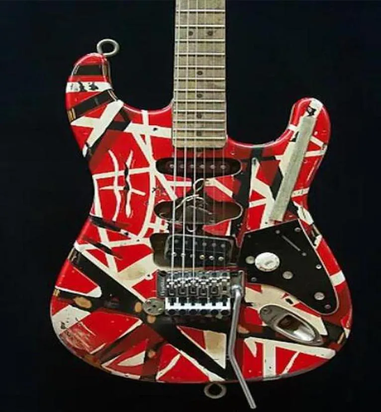 Anpassad butik Masterbuilt Eddie Van Halen Frankenstein Heavy Relic Handmade Electric Guitar Floyd Rose Tremolo Bare Pickups Sch3826105