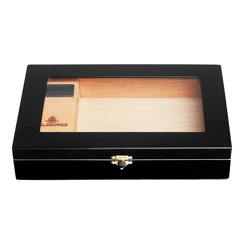 Humidors деревянный выделение сплошной деревянной коробки сигара корпуса пианино краска с витриной с сигарной витриной аксессуары для курящих