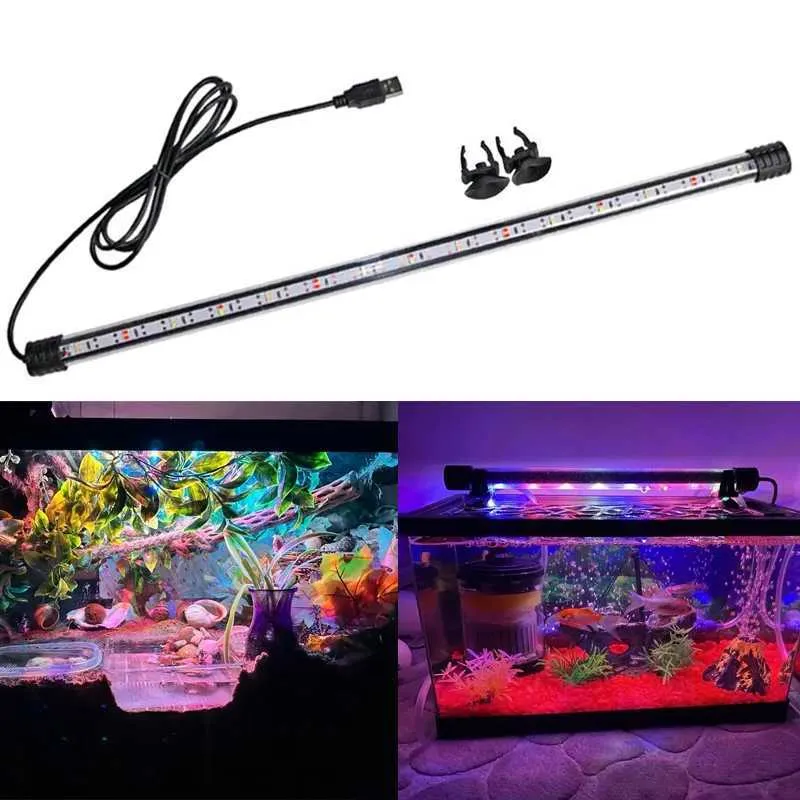 Adjustable 18-48CM Submersible Aquarium Light - LED Fish Tank Clip ...