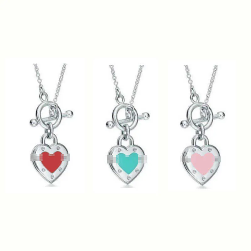 Brand de créateur Tiffays 925 Love Silver Silver Ot Ot Backle Coeur en forme de collier Pendant Famille Famille Small Crowd Collar Chain avec logo