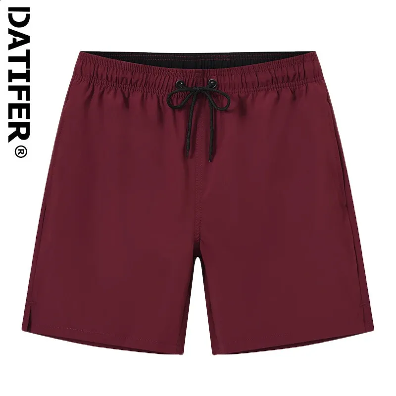 Datifer Summer Mens Shorts Solid Color Gym Mesh Mesh With Zipper Pockets Beach Bermudas de Bermudas Musculina Musas de banho 240407