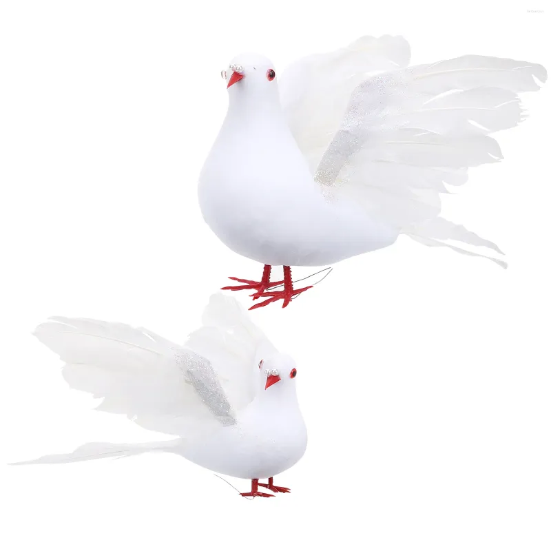 Decorative Flowers Ganazono Home Decor Wedding Artificial Pigeon Fake Foam Doves White Feathered Birds Craft Piegons Diy