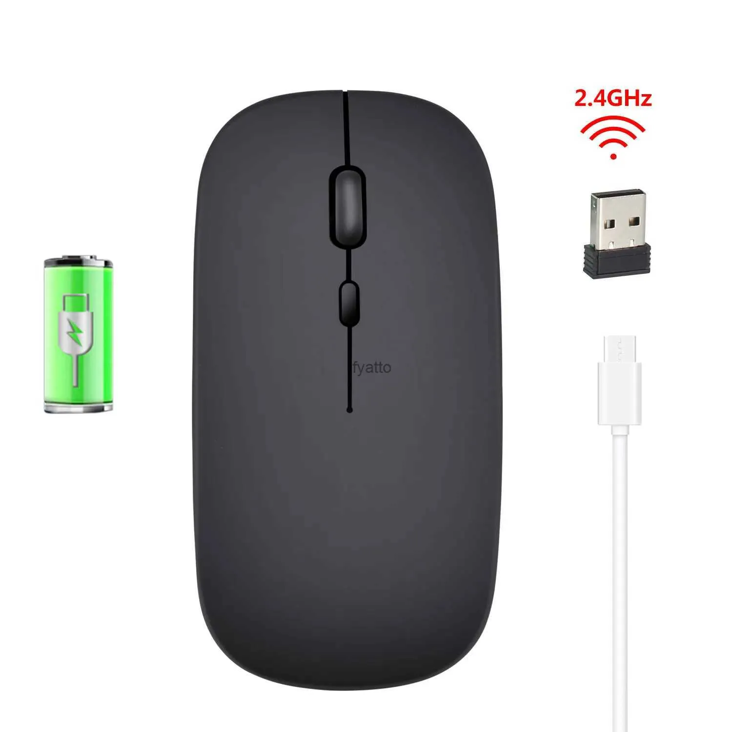 Souris Ryra Wireless Mouse Charge 2,4 g Bluetooth Ultra Thin Silent PC ordinateur portable Home Office Win MacOS XP H240407