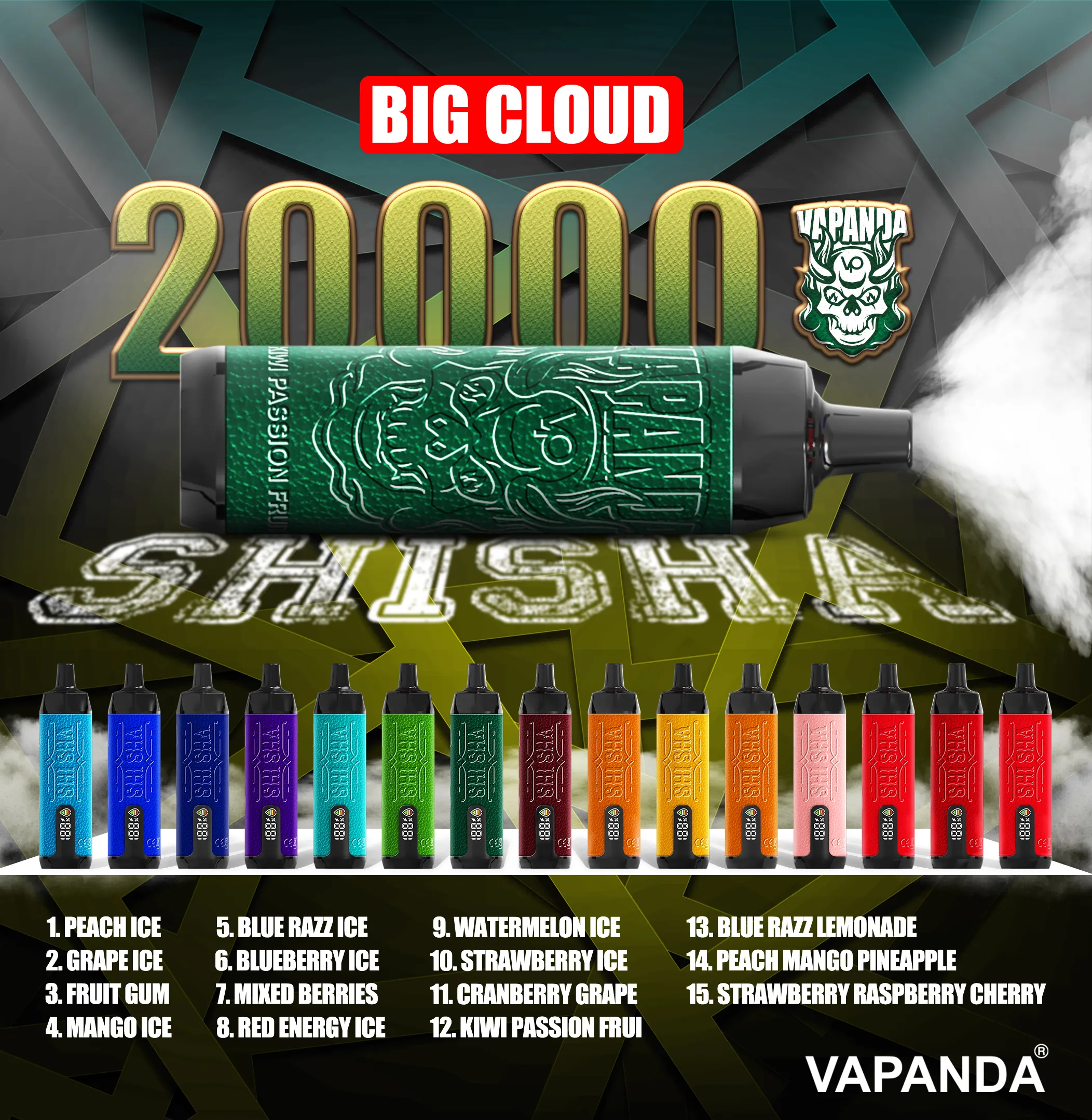 ЕС склад VP Tornado 18000 Puff 20000 20K одноразовый Vape 13000 15000 16000 20K Puffs Display Регулируемые веровые потоки Savage Whiskey 15k Al Fakher